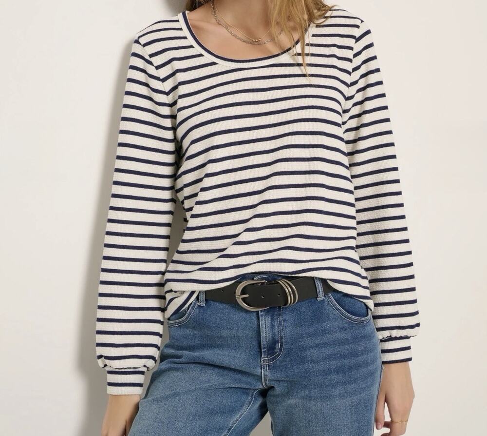 SEAS Seventy Eight & Sunny Long Sleeve Tee - S Navy Stripe Coastal Preppy USA